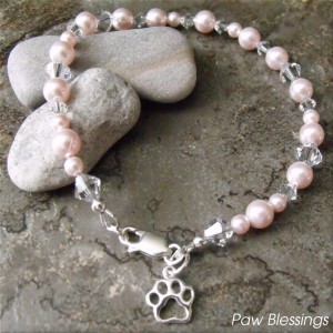 Pink Pearl Paw Print Bracelet
